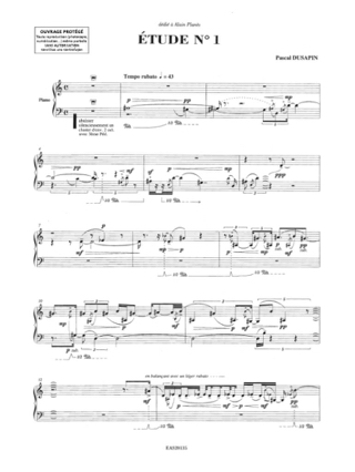 7 Etudes - Pascal Dusapin - Partition - Piano